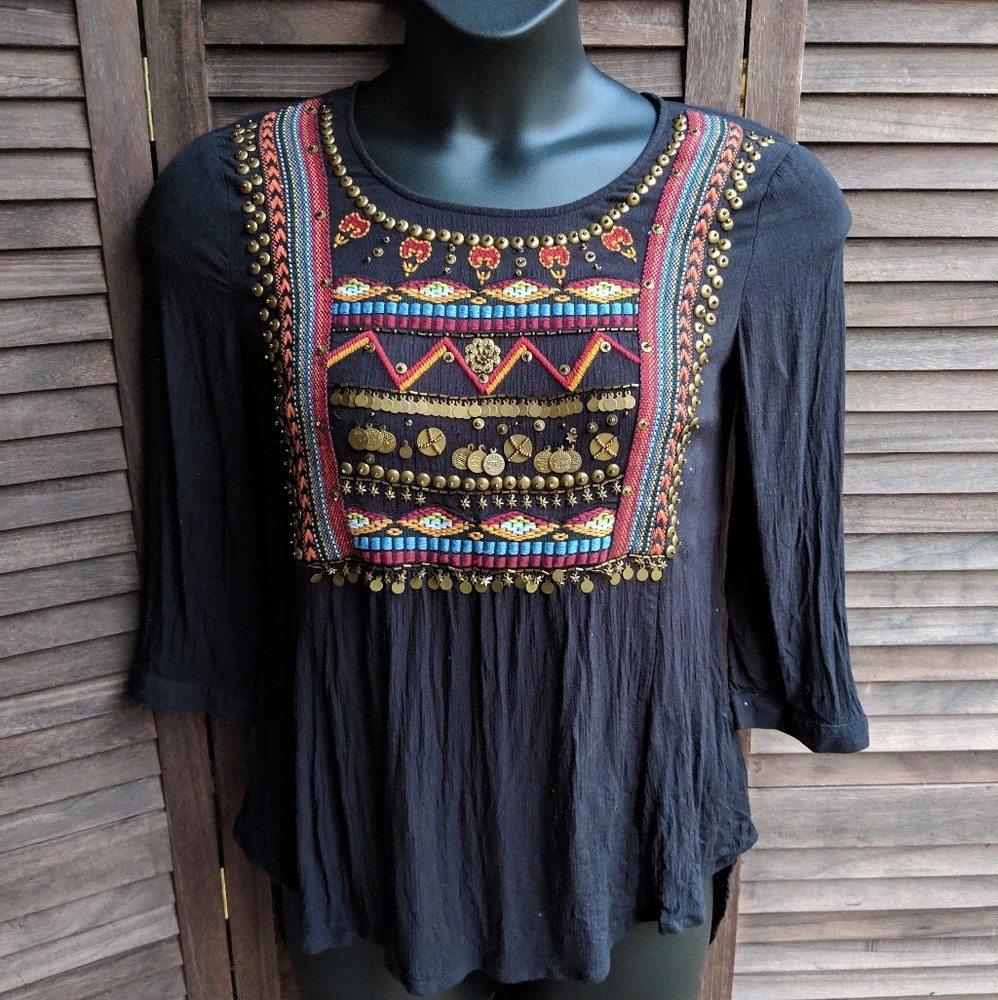 HD in Paris Black Embroidered Blouse-4